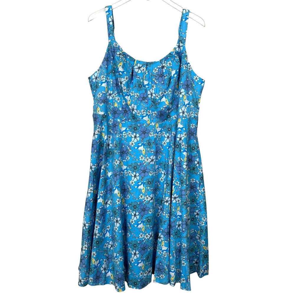 NEW Disney Torrid Alice Dress Womens 18 Blue Floral Fit & Flare Skater Sundress‎